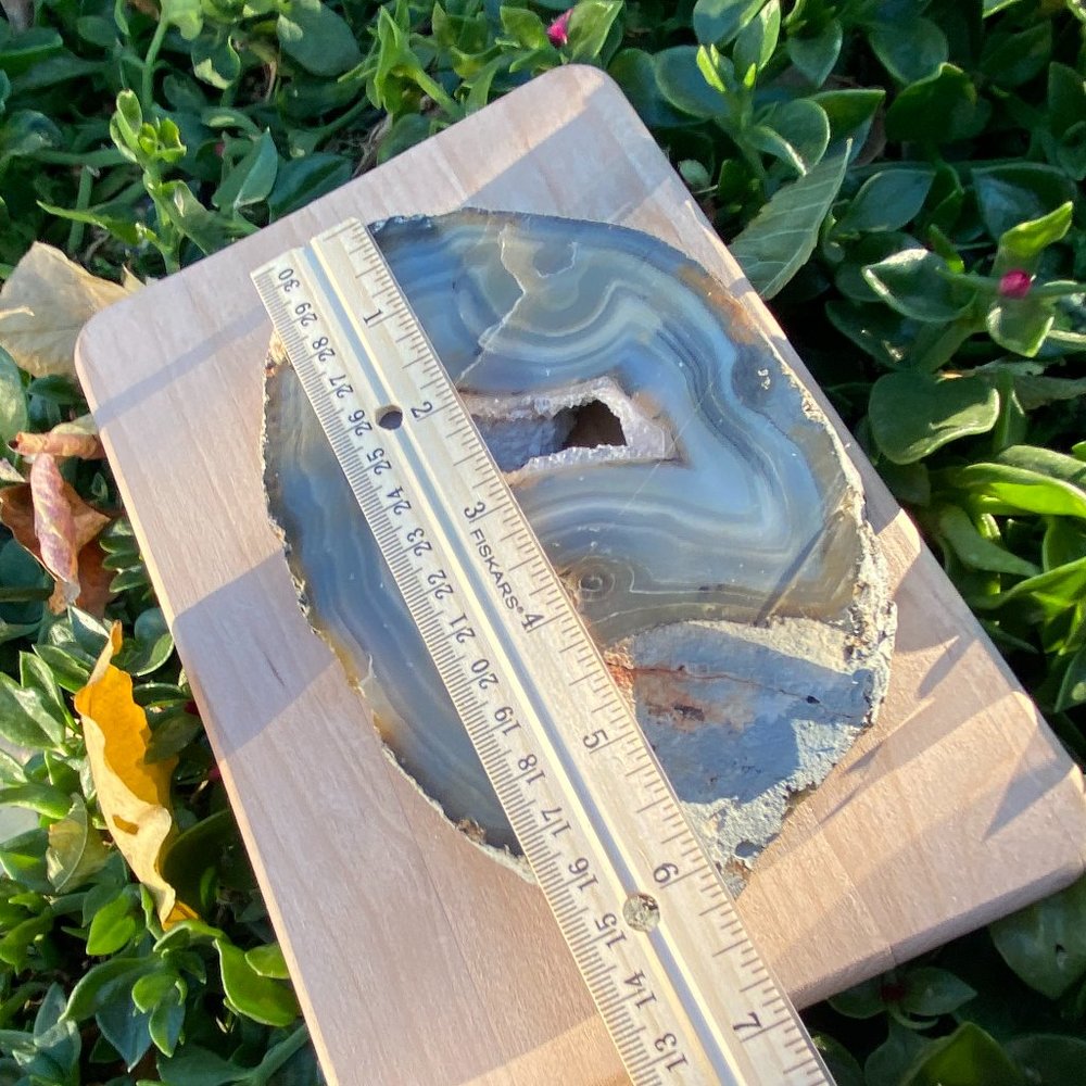 4" Unique Thick Large Druzy Blue Agate Slice - Picture 10 of 11